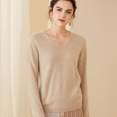 Women V Neck Classic Long Sleeve Loose Pullover Cashmere Sweater